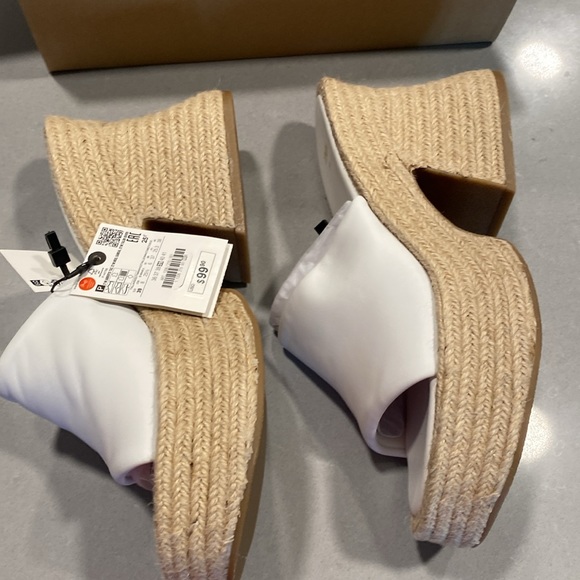 Zara Genuine Soft Leather Platform Sandal Heel Mule NWT Bloggers Free People 39 - Picture 8 of 16